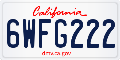 CA license plate 6WFG222