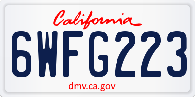 CA license plate 6WFG223