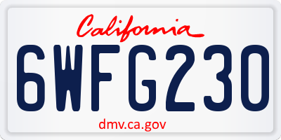 CA license plate 6WFG230