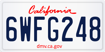 CA license plate 6WFG248