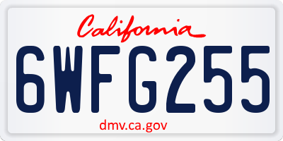 CA license plate 6WFG255