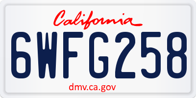 CA license plate 6WFG258