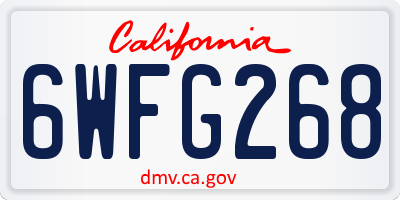 CA license plate 6WFG268