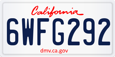 CA license plate 6WFG292