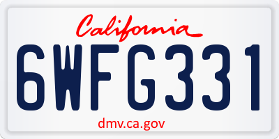 CA license plate 6WFG331
