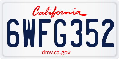 CA license plate 6WFG352