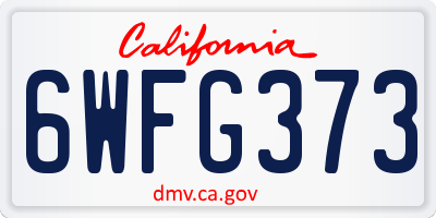 CA license plate 6WFG373