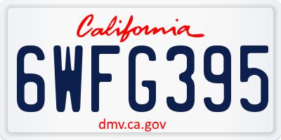 CA license plate 6WFG395