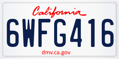 CA license plate 6WFG416