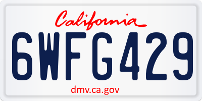 CA license plate 6WFG429