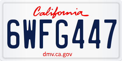 CA license plate 6WFG447