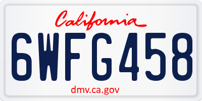 CA license plate 6WFG458