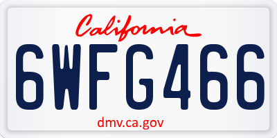 CA license plate 6WFG466