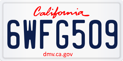 CA license plate 6WFG509