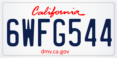 CA license plate 6WFG544