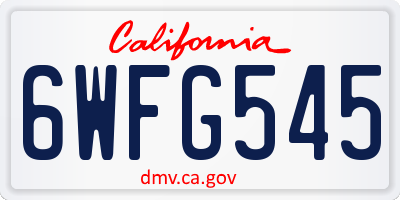 CA license plate 6WFG545