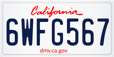 CA license plate 6WFG567