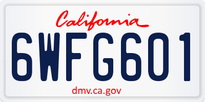 CA license plate 6WFG601