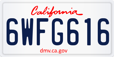 CA license plate 6WFG616