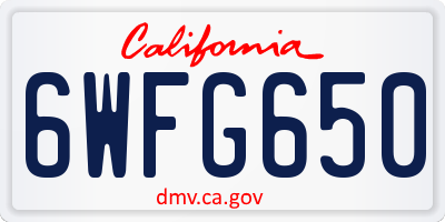 CA license plate 6WFG650