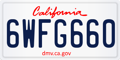 CA license plate 6WFG660