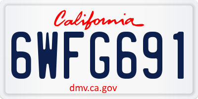 CA license plate 6WFG691