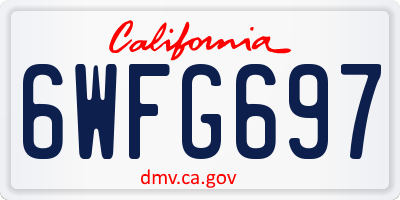 CA license plate 6WFG697