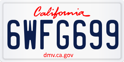 CA license plate 6WFG699