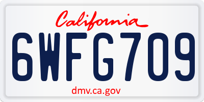 CA license plate 6WFG709