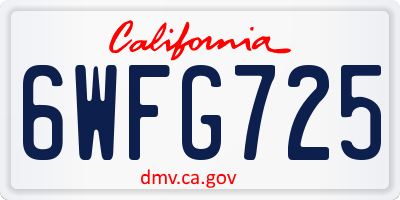 CA license plate 6WFG725