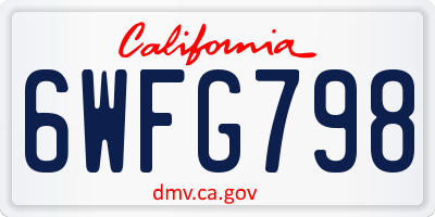 CA license plate 6WFG798