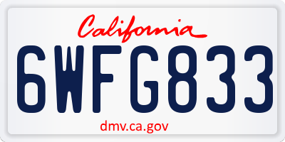 CA license plate 6WFG833