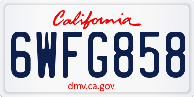 CA license plate 6WFG858