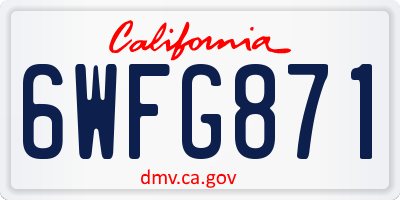 CA license plate 6WFG871