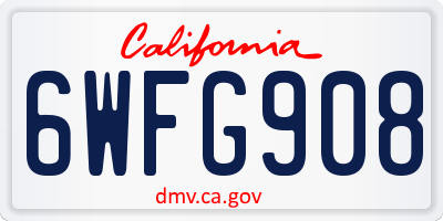 CA license plate 6WFG908