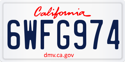 CA license plate 6WFG974