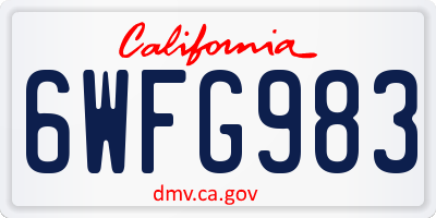 CA license plate 6WFG983