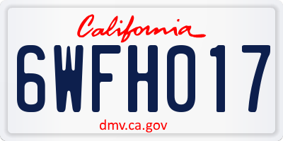 CA license plate 6WFH017
