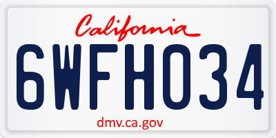 CA license plate 6WFH034