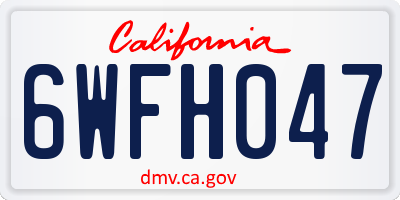 CA license plate 6WFH047