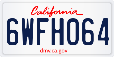 CA license plate 6WFH064