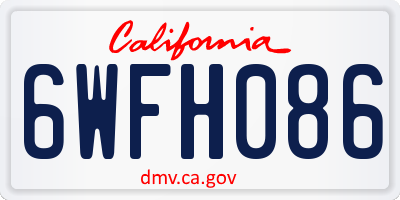 CA license plate 6WFH086