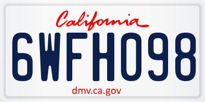 CA license plate 6WFH098