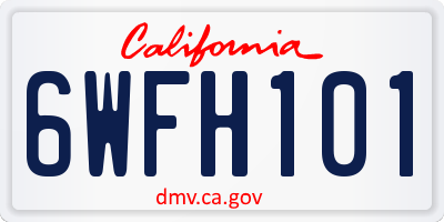 CA license plate 6WFH101