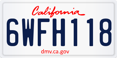 CA license plate 6WFH118