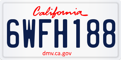 CA license plate 6WFH188
