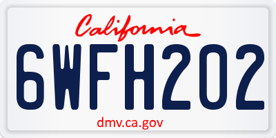 CA license plate 6WFH202