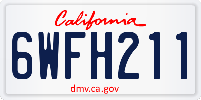 CA license plate 6WFH211
