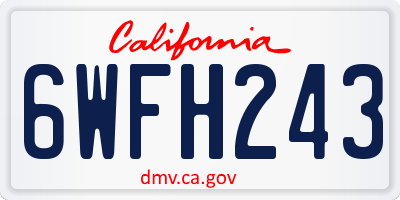 CA license plate 6WFH243