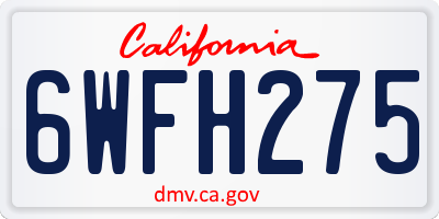 CA license plate 6WFH275